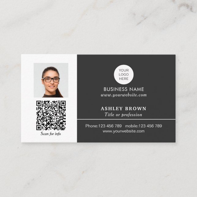 Professional logo networking modern QR code photo  Business Card (Front)