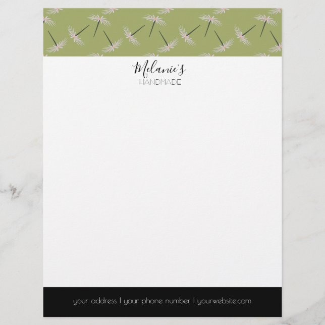 Professional Logo - Pixie Floral Pattern Custom Letterhead (Front)