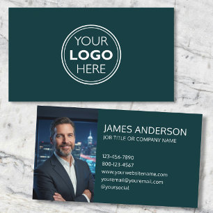 Professional Logo Profile Photo Minimalist Green Business Card