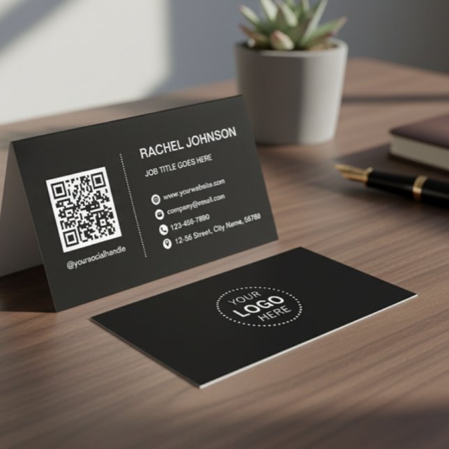 Professional Logo QR Code Modern Business Card (Creator Uploaded)
