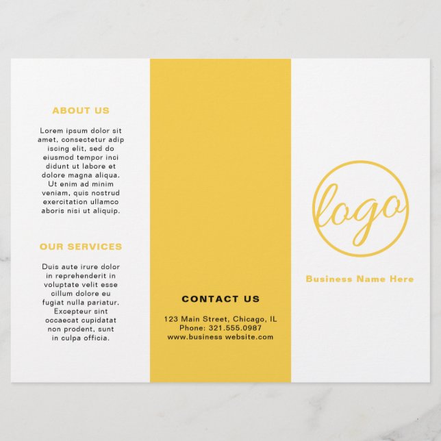Professional Logo Simple Yellow Trifold Brochure (Front)