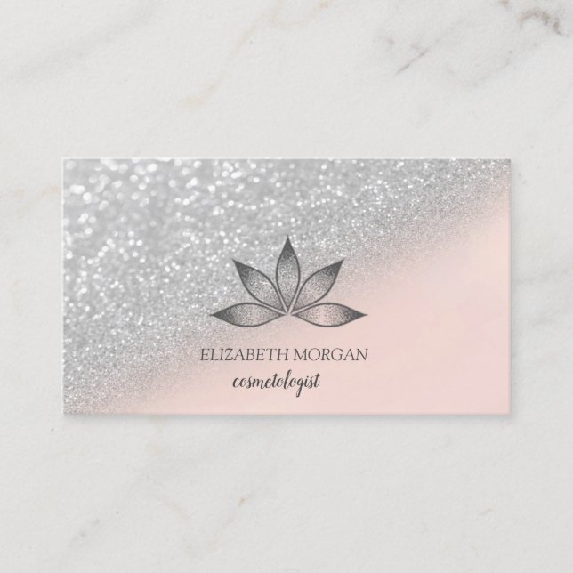 Professional Lotus Silver Bokeh Business Card (Front)