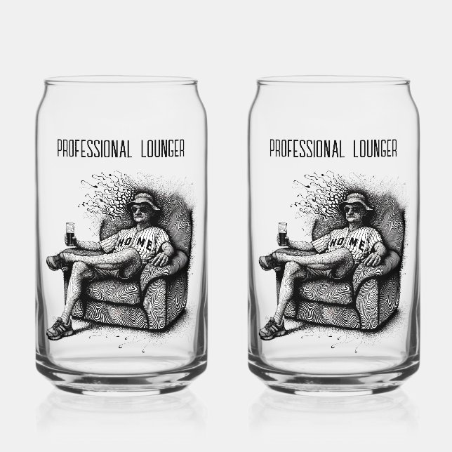 Professional Lounger Black White Ink Personalised Can Glass (Front)
