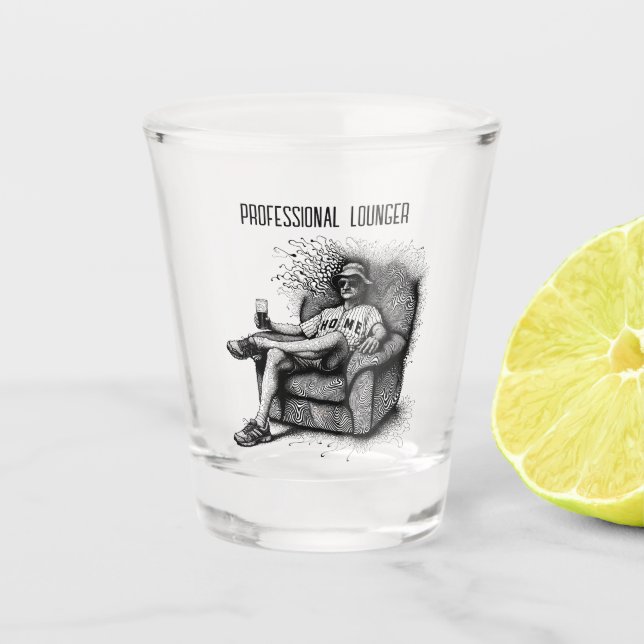 Professional Lounger Black White Ink Personalised Shot Glass (Front)