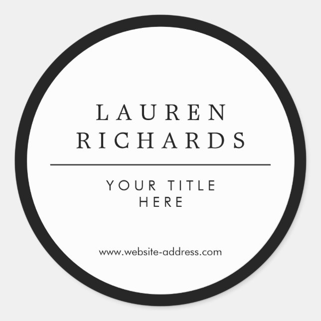 Professional Luxe Black and White Classic Round Sticker (Front)