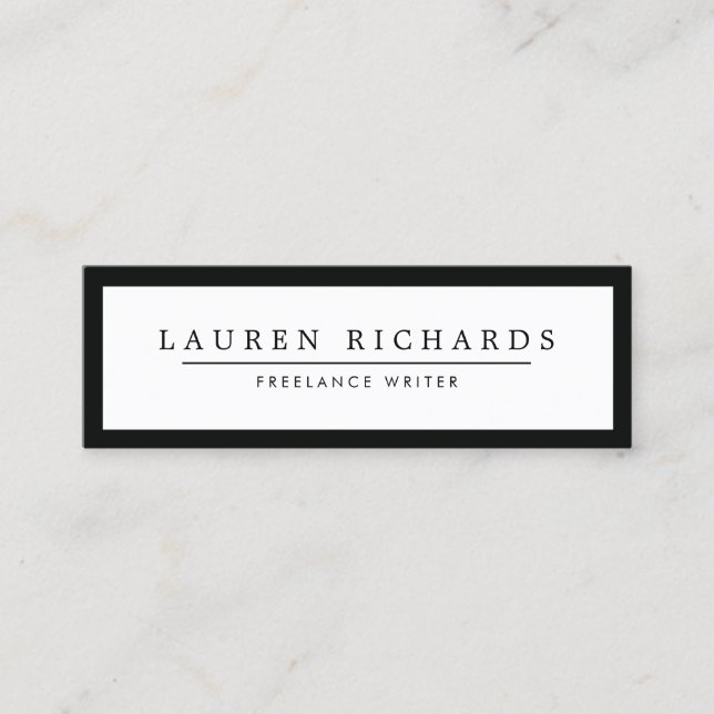 Professional Luxe Black and White Mini Business Card (Front)