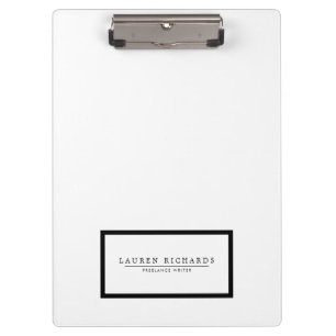 Professional Luxe Black and White Personalised Clipboard