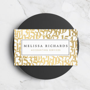 Professional Luxe Faux Gold Numbers Accountant Business Card