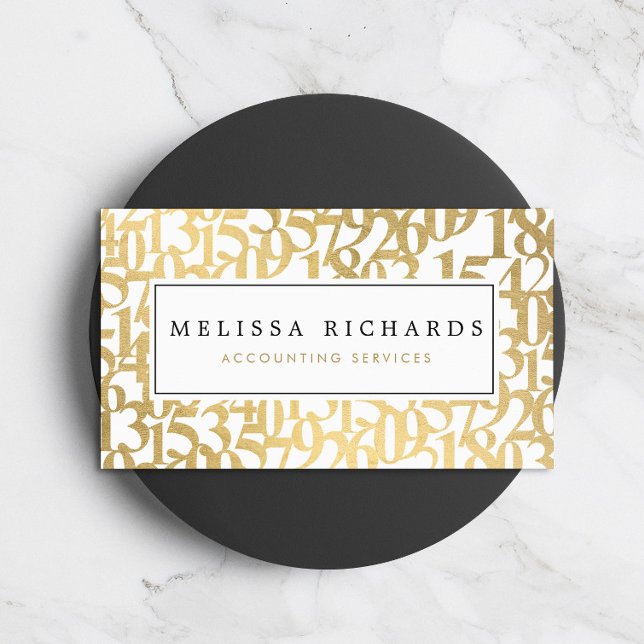 Professional Luxe Faux Gold Numbers Accountant Business Card (Creator Uploaded)