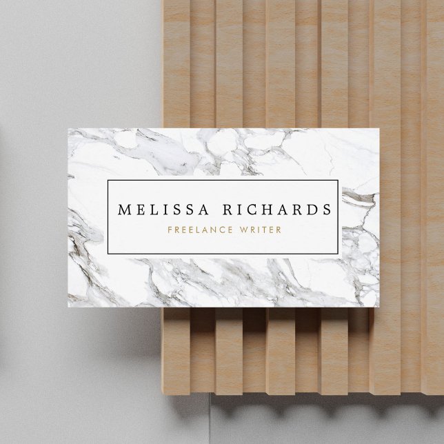 Professional Luxe Minimalist White Marble Business Card (Creator Uploaded)