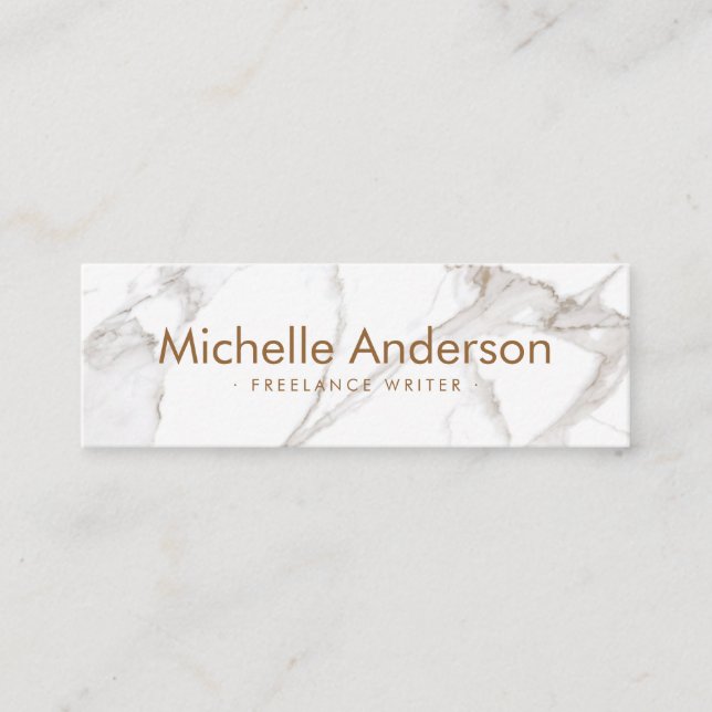 Professional Luxe Minimalist White Marble Mini Business Card (Front)