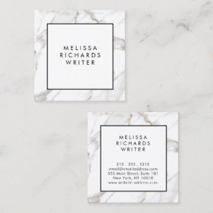 Professional Luxe Minimalist White Marble Square Square Business Card