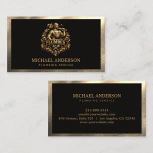 Professional Luxury Black Gold Plumbing Service    Business Card