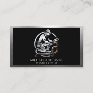 Professional Luxury Black Silver Plumbing Service Business Card