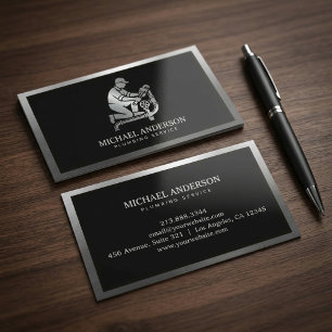 Professional Luxury Black Silver Plumbing Service Business Card
