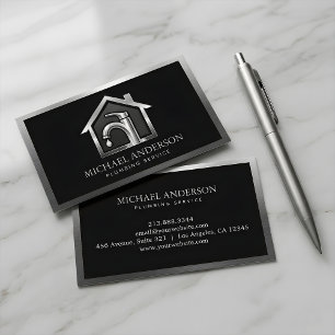 Professional Luxury Black Silver Plumbing Service Business Card