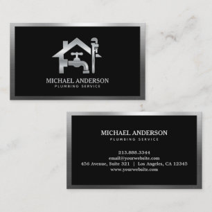 Professional Luxury Black Silver Plumbing Service Business Card