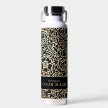 Professional Luxury Cool Gold Black Custom Name Water Bottle<br><div class="desc">Professional Luxury Cool Gold Black Custom Name Water Bottle featuring baroque gold decoration on black background. Create your own elegant and sophisticated water bottle.

luxury, gold foil, black, invitations, typography, christmas party, elegant corporate, gold christmas</div>