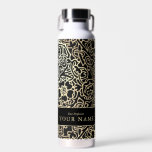 Professional Luxury Cool Gold Black Custom Name Water Bottle<br><div class="desc">Professional Luxury Cool Gold Black Custom Name Water Bottle featuring baroque gold decoration on black background. Create your own elegant and sophisticated water bottle.

luxury, gold foil, black, invitations, typography, christmas party, elegant corporate, gold christmas</div>