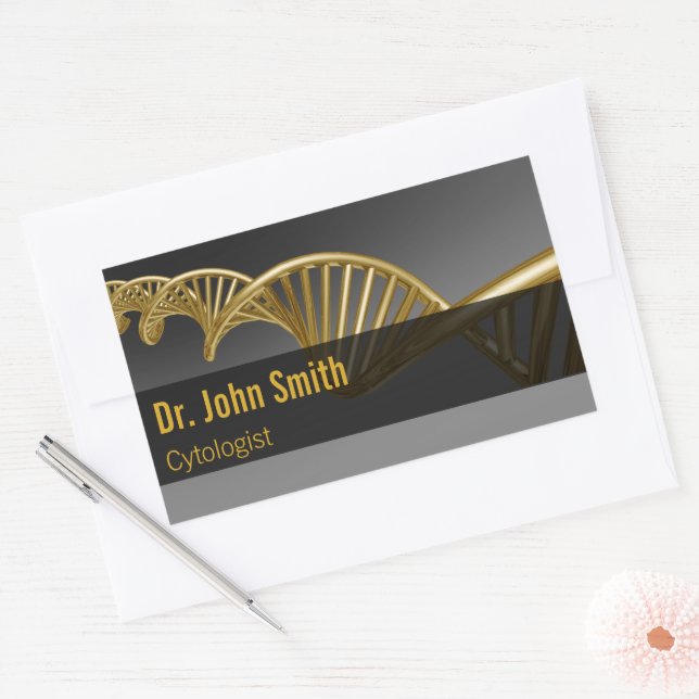 Professional Luxury Gold DNA Strand Medical Rectangular Sticker (Envelope)