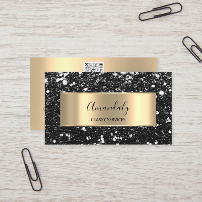 Professional Luxury Gold Glitter Back Frame Busine Business Card (Front/Back In Situ)