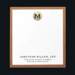 Professional Luxury Gold Initial Notepad<br><div class="desc">A professional notepad with a luxury design with a gold initial logo. Custom name and title position role and company or custom text presented on a simple white background. Personalise using the fields provided or use the 'message' button to contact the designer for help.</div>