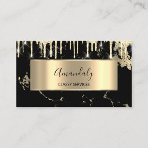 Professional Luxury Gold Royal Marble Black Drip Business Card