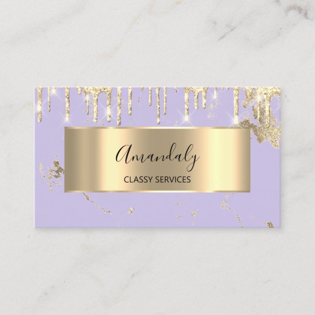 Professional Luxury Gold Royal Marble Purple Viole Business Card (Front)
