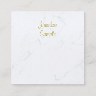Professional Luxury Modern White Marble Gold Text Square Business Card