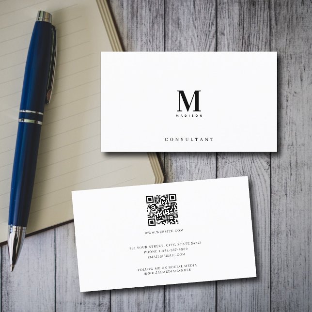 Professional Luxury Monogram Minimalist QR Code Business Card (Professional Luxury Monogram Minimalist QR Code Business Card)