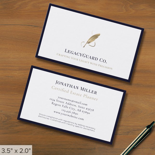 Professional Luxury Quill Logo Business Card (Creator Uploaded)