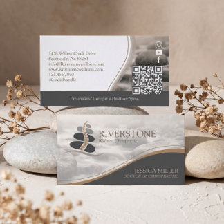 Professional Luxury Stone River Chiropractic Business Card