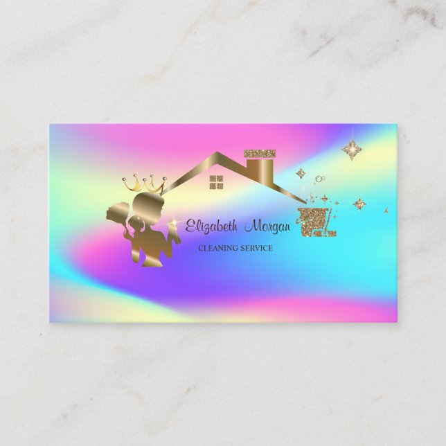 Professional Maid Cleaning House Colourful  Business Card (Front)