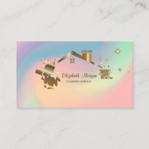 Professional Maid Cleaning House Holographic Business Card