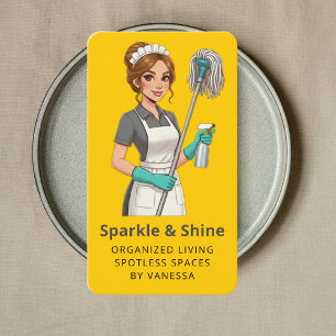 Professional Maid House Cleaning Housekeeping Business Card
