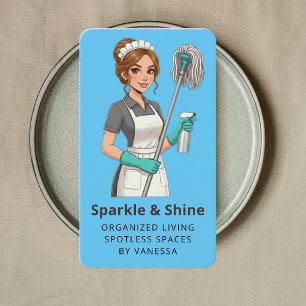 Professional Maid House Cleaning Housekeeping Business Card