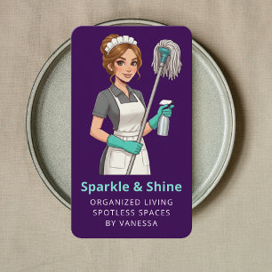 Professional Maid House Cleaning Housekeeping Business Card