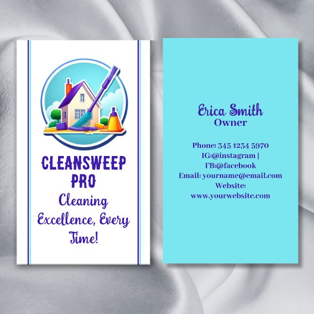 Professional Maid House Cleaning Service Logo Business Card (Creator Uploaded)