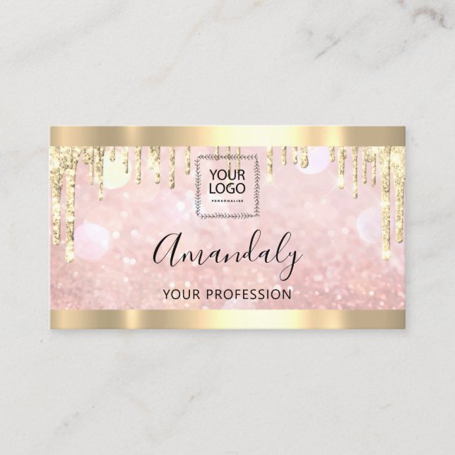 Professional Makeup Aesthetician Lash QR Logo Drip Business Card (Front)