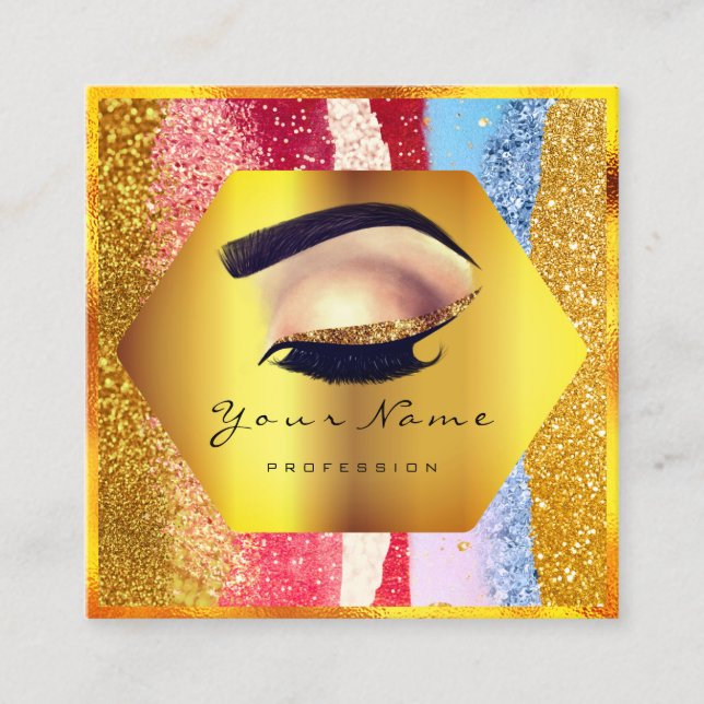 Professional Makeup Artist Eyelash Extension Brows Square Business Card (Front)