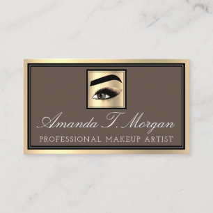 Professional Makeup Artist Eyelash Gold Coffe Brow Business Card