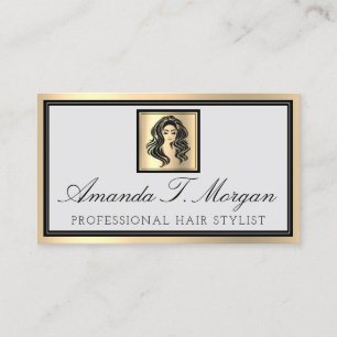 Professional Makeup Artist Eyelash Hair Grey Gold Business Card