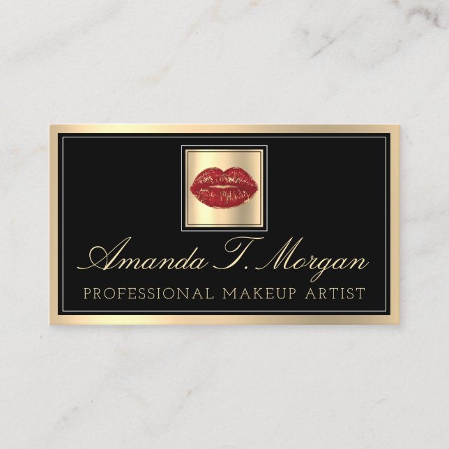 Professional Makeup Artist Eyelash Hair Red Kiss Business Card (Front)