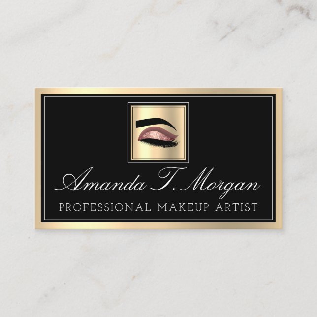Professional Makeup Artist Eyelash Hair Rose Gold Business Card (Front)