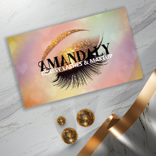 Professional Makeup Artist Eyelash QR LOGO Gold Business Card