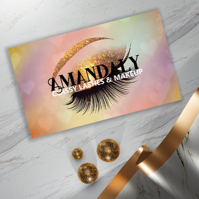Professional Makeup Artist Eyelash QR LOGO Gold  Business Card (Professional Makeup Artist Eyelash QR LOGO Gold Business Card)