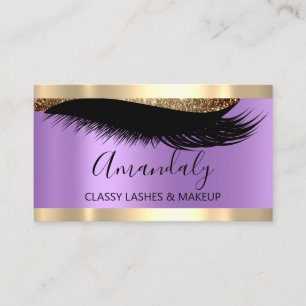 Professional Makeup Artist Eyelash Rose Purple Business Card