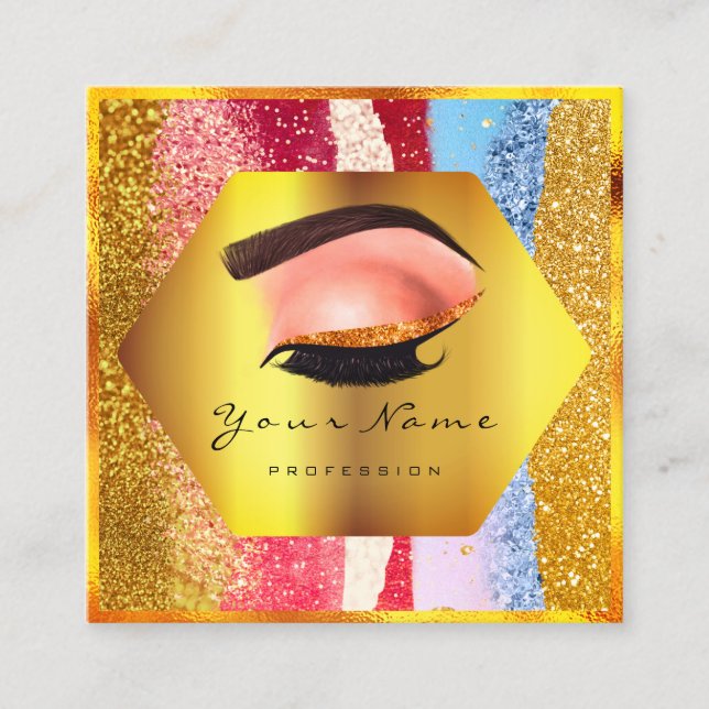 Professional Makeup Artist Eyelash Studio Brow Square Business Card (Front)