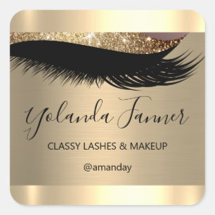 Professional Makeup Artist Eyelash Unique Sepia Square Sticker