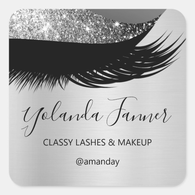 Professional Makeup Artist Eyelash Unique Silver S Square Sticker (Front)